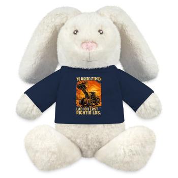 Chargeuse sur pneus - Lapin en peluche recyclé MiniFeet® Crème - bleu marine - Devant