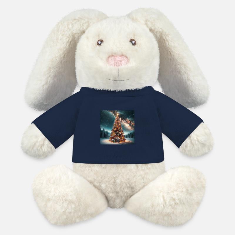 Weihnachtsbaum Druck - Weihnachtsgeschenke - MiniFeet® RecycelHase® Creme - French Navy