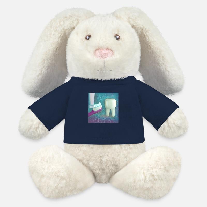 Santé dentaire - Lapin en peluche recyclé MiniFeet® Crème - bleu marine