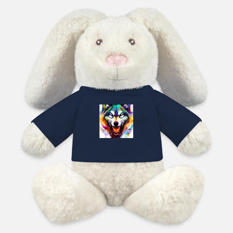 Wolfskopf Bunt Aquarell - MiniFeet® RecycelHase® Creme - French Navy