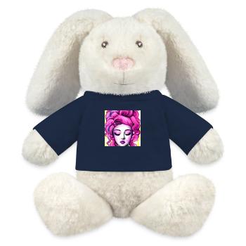 Cool Girl Magenta Hair Pop Art Freaky Art - MiniFeet® RecycelHase® Bunny Cream - french navy - Front