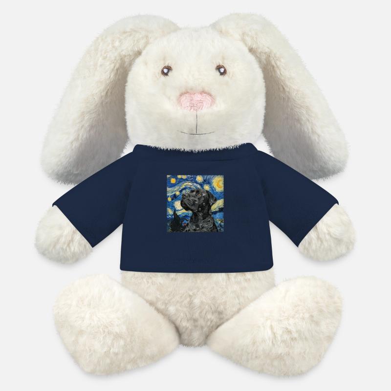 Cane corso, chien, van gogh, nuit étoilée, cadeaux - Lapin en peluche recyclé MiniFeet® Crème - bleu marine