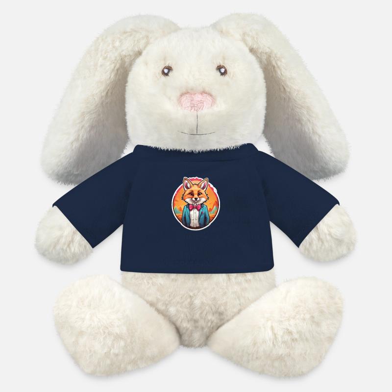 Lustiges Comic Fuchs - MiniFeet® RecycelHase® Creme - French Navy