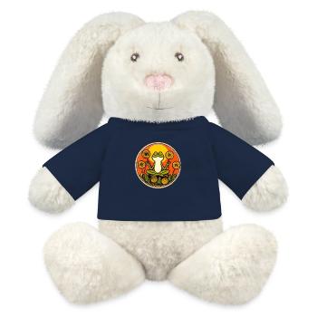 Grenouille Zen - Lapin en peluche recyclé MiniFeet® Crème - bleu marine - Devant