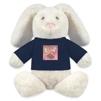 Fantômes sucrés préparant des biscuits - Lapin en peluche recyclé MiniFeet® Crème - bleu marine - Devant