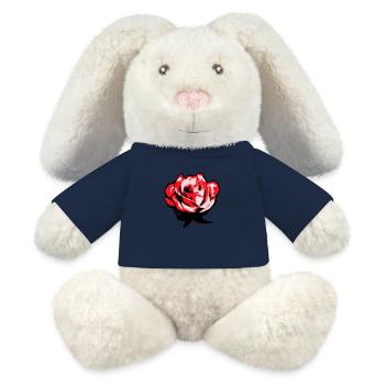 Jolie belle fleur de rose feuille roses romantique - Lapin en peluche recyclé MiniFeet® Crème - bleu marine - Devant