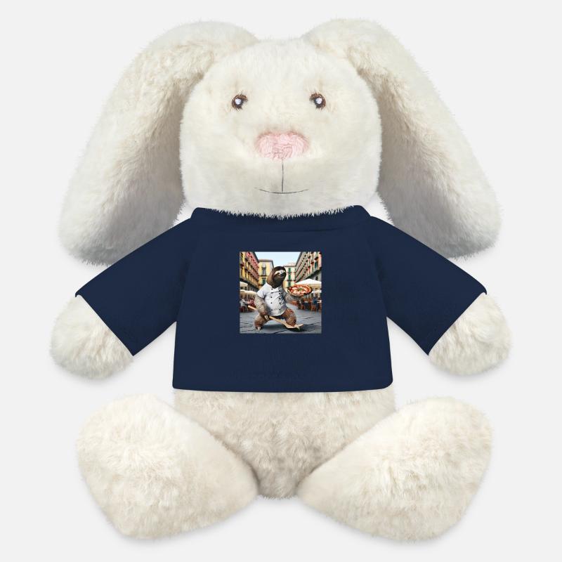 Faultier Pizzabäcker Pizzabäcker Neapel - MiniFeet® RecycelHase® Creme - French Navy