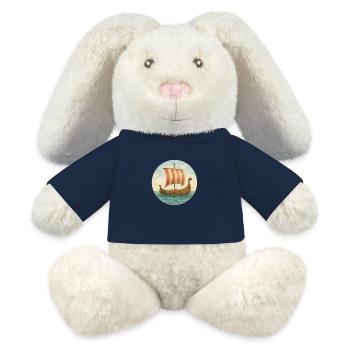 Navire viking - Lapin en peluche recyclé MiniFeet® Crème - bleu marine - Devant