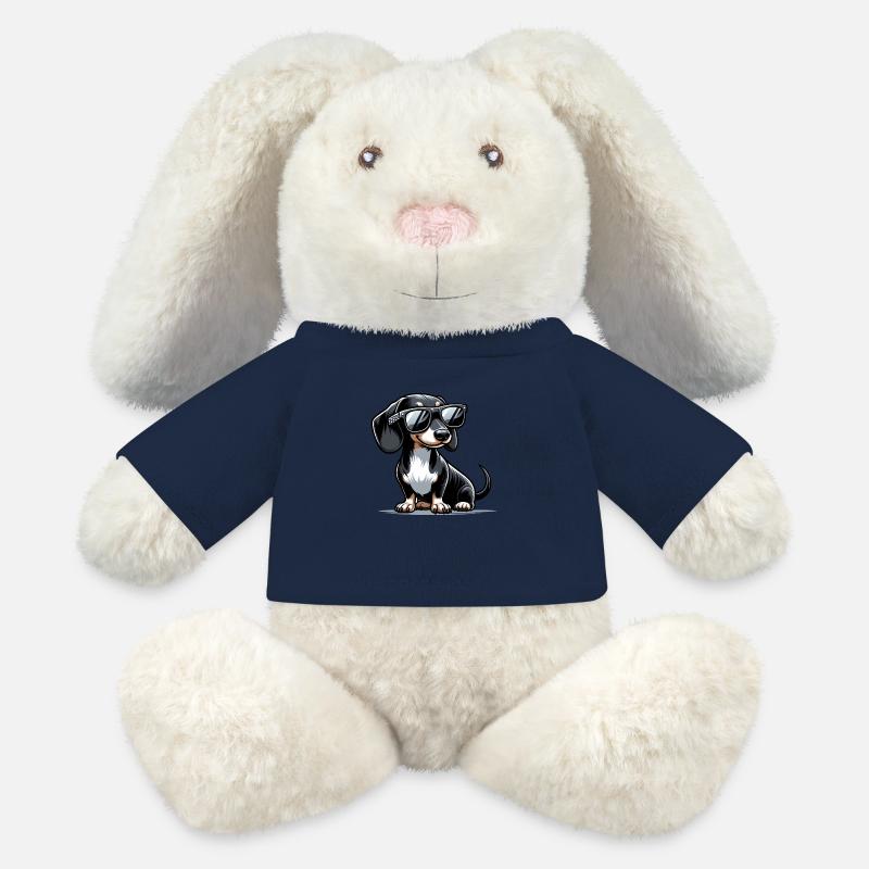 Süßer Dackel Hund - MiniFeet® RecycelHase® Creme - French Navy
