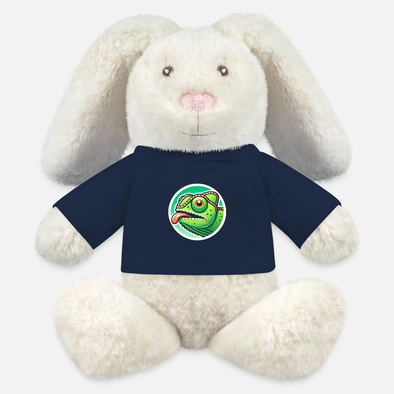 Conception originale de l’insigne de puissance caméléon - Lapin en peluche recyclé MiniFeet® Crème - bleu marine