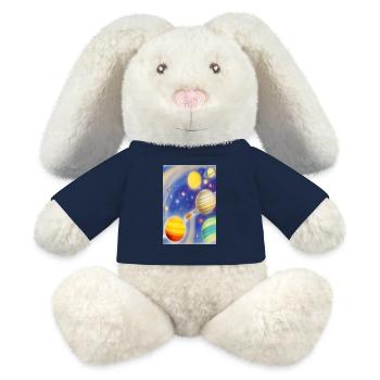 Espace et planètes - Lapin en peluche recyclé MiniFeet® Crème - bleu marine - Devant