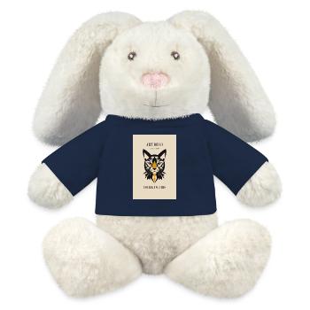 Chat Art Déco - Lapin en peluche recyclé MiniFeet® Crème - bleu marine - Devant