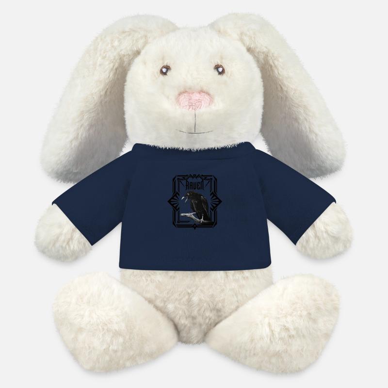 corbeau - Lapin en peluche recyclé MiniFeet® Crème - bleu marine