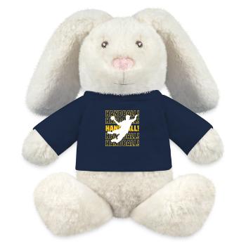 Handball handball handball - Lapin en peluche recyclé MiniFeet® Crème - bleu marine - Devant