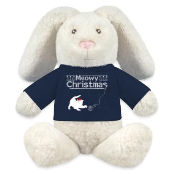 Noël miaou - Adorable chat au chapeau de Père Noël - Lapin en peluche recyclé MiniFeet® Crème - bleu marine - Devant