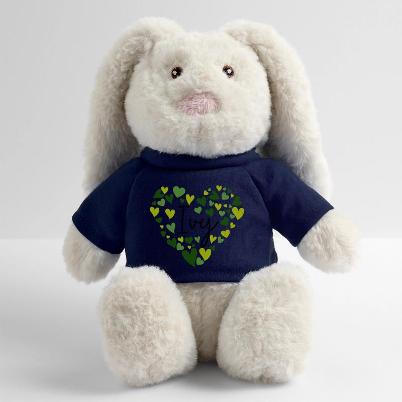 Conception de nom de lierre avec des cœurs verts en forme de cœur Lapin en peluche recyclé MiniFeet® Crème