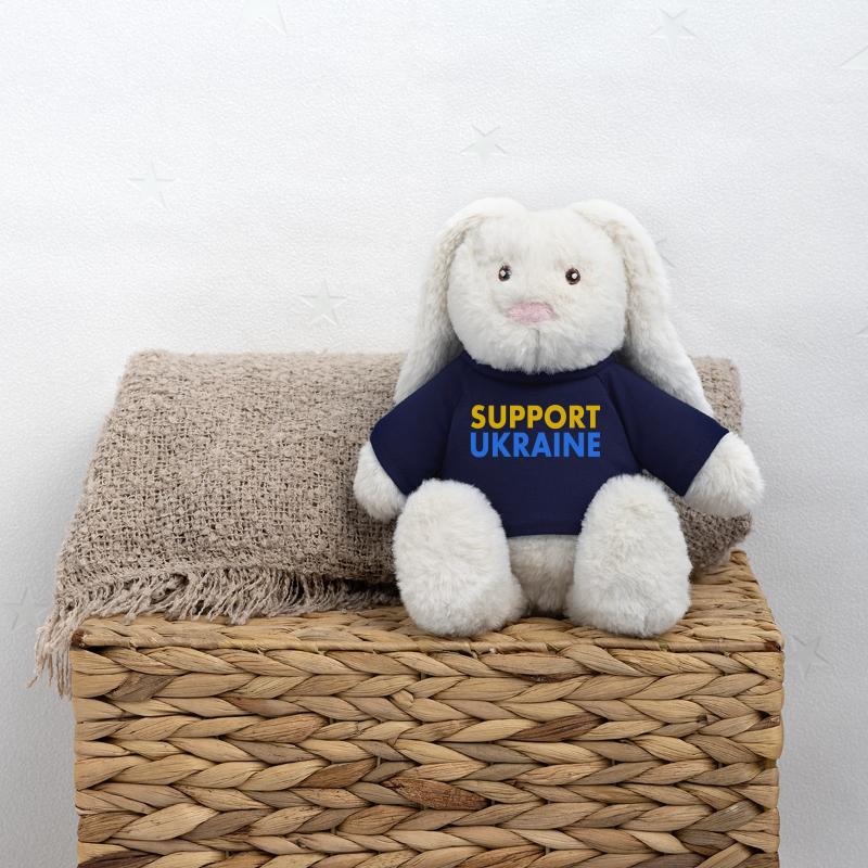 Support ukraine Lapin en peluche recyclé MiniFeet® Crème