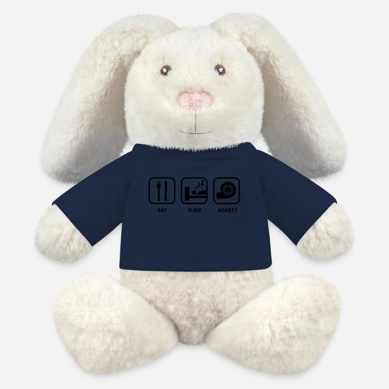 Sticker JDM Eat, Sleep, BOOST! - Lapin en peluche recyclé MiniFeet® Crème - bleu marine