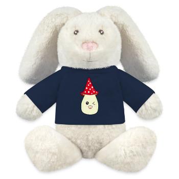 Kawaii Mushroom Toadstool cute red with face - MiniFeet® RecycelHase® Bunny Cream - french navy - Front