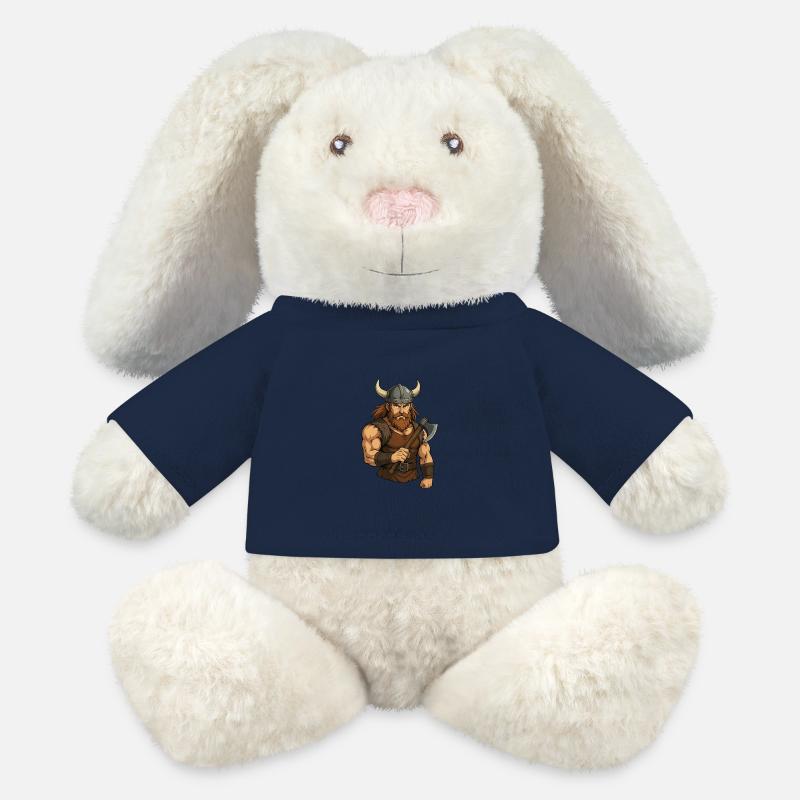 Viking - Lapin en peluche recyclé MiniFeet® Crème - bleu marine