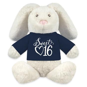 Sweet Sixteen Mignon cadeau de 16 ans - Lapin en peluche recyclé MiniFeet® Crème - bleu marine - Devant