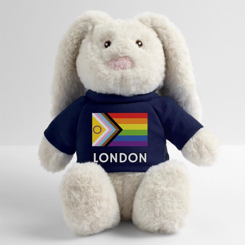 Drapeau de progrès de la fierté inclusive de Londres Lapin en peluche recyclé MiniFeet® Crème