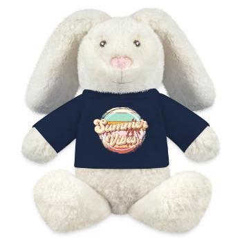 Été Ambiance Lac Nature Flore Art Fleurs Mer - Lapin en peluche recyclé MiniFeet® Crème - bleu marine - Devant