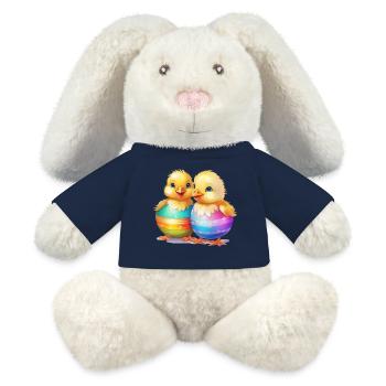 Pâques, Poussin, Oeuf De Pâques, Pâques, Drôle, Mignon - Lapin en peluche recyclé MiniFeet® Crème - bleu marine - Devant