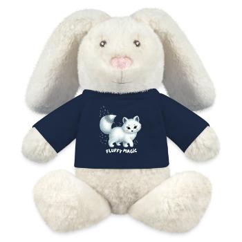 Weißer Fuchs mit flauschiger Katze - MiniFeet® RecycelHase® Creme - French Navy - Vorne