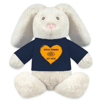 Répandez le houmous, pas la haine - l’amour tout à la fois - Lapin en peluche recyclé MiniFeet® Crème - bleu marine - Devant