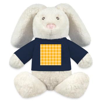 Retro 70's Buffalo Plaid Pattern in Yellow Groovy - MiniFeet® RecycelHase® Bunny Cream - french navy - Front