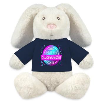 HERZLICHEN GLÜCKWUNSCH SPRÜCHE ANLASS GRATULATION - MiniFeet® RecycelHase® Creme - French Navy - Vorne