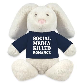 social media killed romance - Lapin en peluche recyclé MiniFeet® Crème - bleu marine - Devant