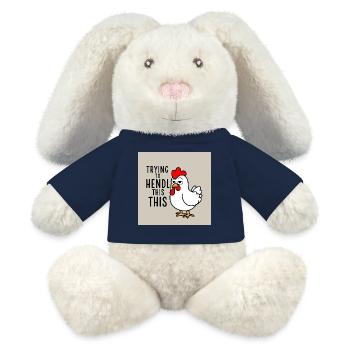 Comic Huhn "Trying to Hendl this" - MiniFeet® RecycelHase® Creme - French Navy - Vorne