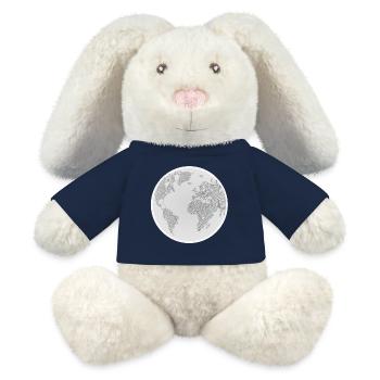 Conception géométrique du globe - Lapin en peluche recyclé MiniFeet® Crème - bleu marine - Devant