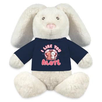 Je t’aime Alotl - Axolotl Mignon Amitié Amour - Lapin en peluche recyclé MiniFeet® Crème - bleu marine - Devant