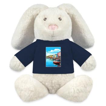 Plymouth England Vintage Travel Poster Souvenir - MiniFeet® RecycelHase® Bunny Cream - french navy - Front