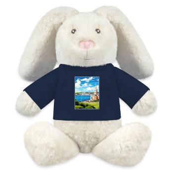 Plymouth England Vintage Travel Poster Souvenir - MiniFeet® RecycelHase® Bunny Cream - french navy - Front