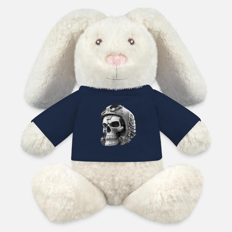 Skull with helmet - MiniFeet® RecycelHase® Bunny Cream - french navy