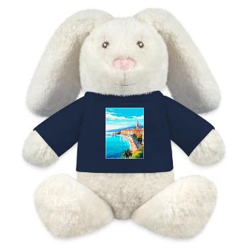 Nice France Vintage Travel Poster WPA Art Souvenir - MiniFeet® RecycelHase® Bunny Cream - french navy - Front