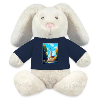 Bialystok Pologne Vintage Voyage Poster Art Mural - Lapin en peluche recyclé MiniFeet® Crème - bleu marine - Devant