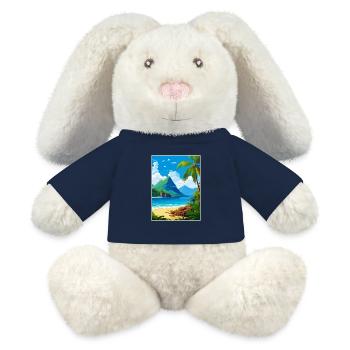 Saint Lucia Caribbean Vintage Travel Poster - MiniFeet® RecycelHase® Bunny Cream - french navy - Front