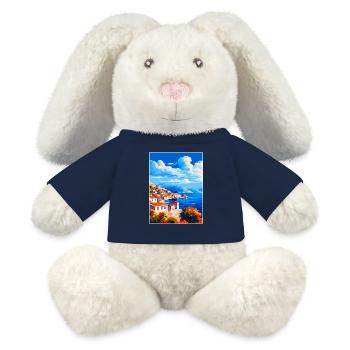 Hydra Greece Vintage Travel Poster WPA Souvenir - MiniFeet® RecycelHase® Bunny Cream - french navy - Front