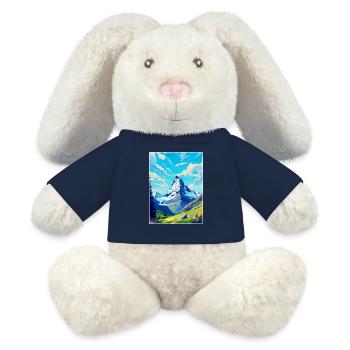 Matterhorn Suisse Affiche de voyage vintage WPA - Lapin en peluche recyclé MiniFeet® Crème - bleu marine - Devant