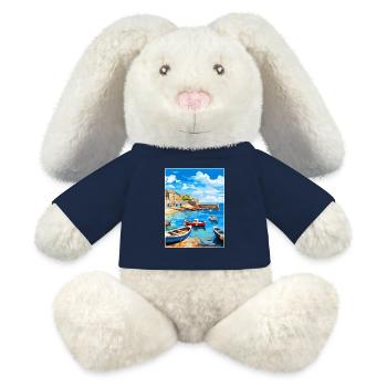 Trou de souris Angleterre Royaume-Uni Affiche de voyage vintage WPA Art - Lapin en peluche recyclé MiniFeet® Crème - bleu marine - Devant
