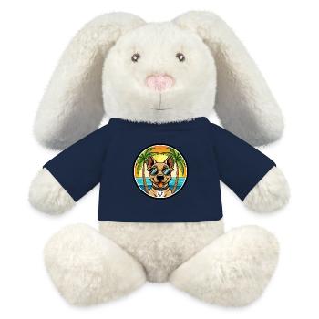 Deutscher Jagdterrier Hunderasse Cartoon Beach - MiniFeet® RecycelHase® Creme - French Navy - Vorne