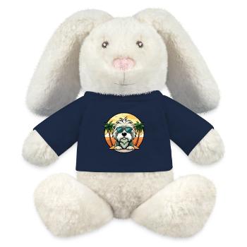 Vieux chien de berger anglais race dessin animé lunettes de soleil plage - Lapin en peluche recyclé MiniFeet® Crème - bleu marine - Devant