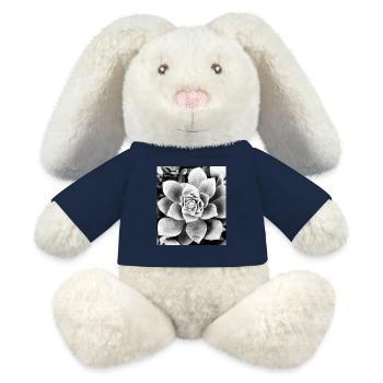 fleur noire et blanche - Lapin en peluche recyclé MiniFeet® Crème - bleu marine - Devant