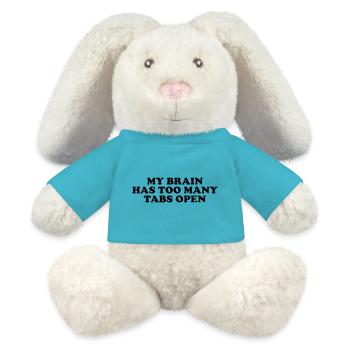 mon cerveau a trop d'onglets ouverts - Lapin en peluche recyclé MiniFeet® Crème - bleu outremer - Devant
