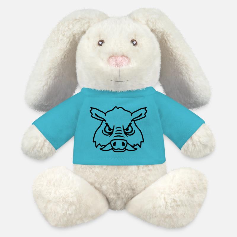 Evil Wild Boar Wild Boar Comic Pig - MiniFeet® RecycelHase® Bunny Cream - atoll blue